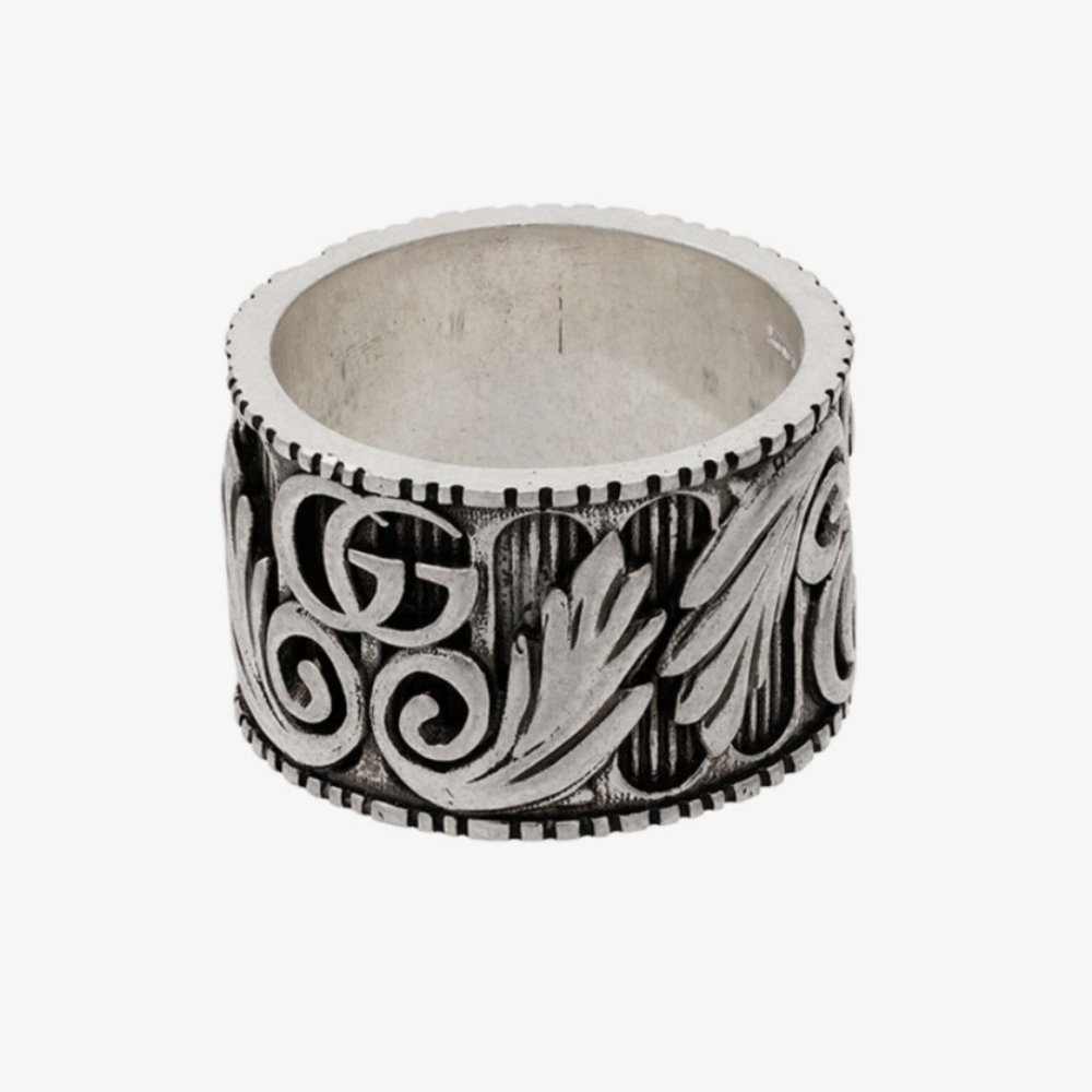 HOST PICK! 🥳 Gucci Double G Sterling Silver Leaf Motif Ring NEW IN BOX - Picture 4 of 11